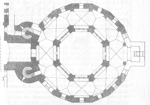 Aachen: Gewölbegrundriss Erdgeschoss [Das erfundene Mittelalter S. 225]